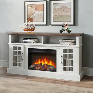 English Elm 26 Inch Slim Electric Fireplace Insert with Log Set Realistic Flame and Remote Timer W1769P345285