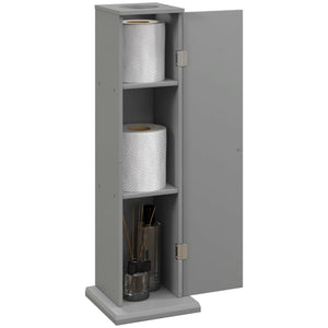 English Elm HOMCOM Modern Corner Toilet Paper Tower Cabinet with Hidden Screw Design and Magnetic Door Lock Gray W2225P217010