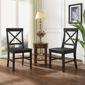 Christopher Knight Home® - Noble House - Roshan Farmhouse Black Finish Acacia Wood Dining Chairs