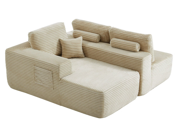 English Elm 104''cloud Modular Sectional Sofa Plush Upholstered Deep Seat L-shaped Living Room Couch W3975S00027