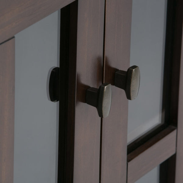 English Elm Warm Shaker Medium Storage Cabinet - Versatile Tv Stand In Tobacco Brown With Glass Doors & Shelves B136P159721-GIGA