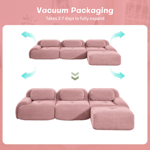 English Elm L-shaped Modular Corduroy Sectional Sofa Ergonomic No Assembly Pet Friendly Living Room W714S01407