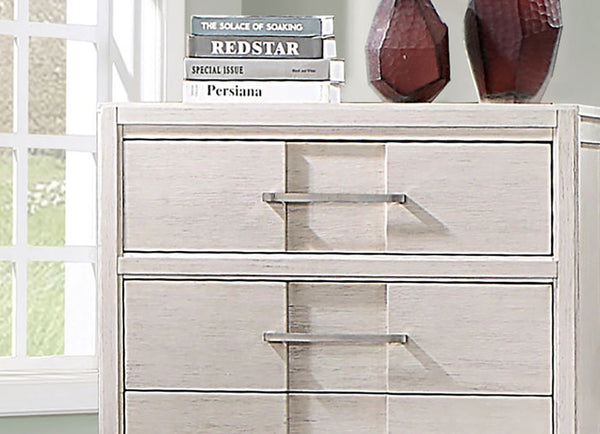 English Elm Transitional Solid Wood Chest with Five Smooth Glide Drawers, Felt-Lined Top, Timeless Design White 37 L x 20 W x 53 H B2741P369364