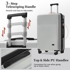 English Elm Luggage 5 Piece Hardside Abs Set with Front Access Carry on and Tsa Spinner Wheels Silver N732P391579D