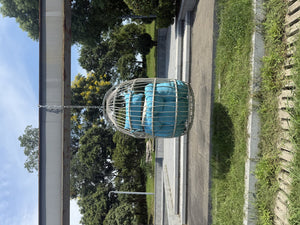 English Elm Outdoor Blue Rattan Egg Swing Chair - Weather-Resistant, Comfortable, Foldable & Easy To Install W2500P364241