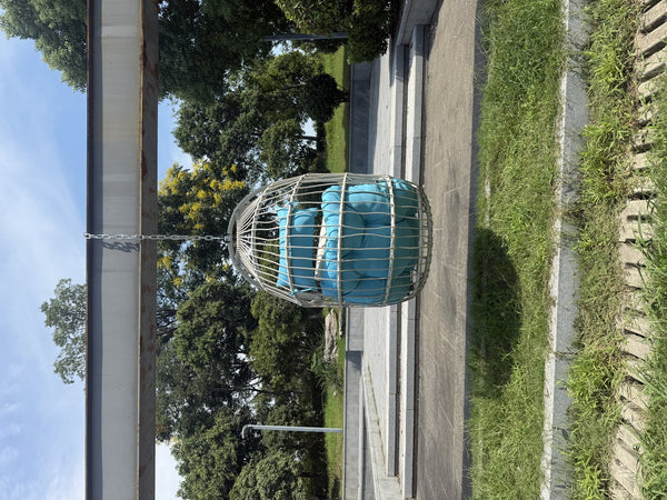 English Elm Outdoor Blue Rattan Egg Swing Chair - Weather-Resistant, Comfortable, Foldable & Easy To Install W2500P364241