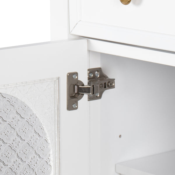 English Elm 35.6" Freestanding Bathroom Vanity with Roman Column Base and Ceramic Integrated Sink White W1801S00001