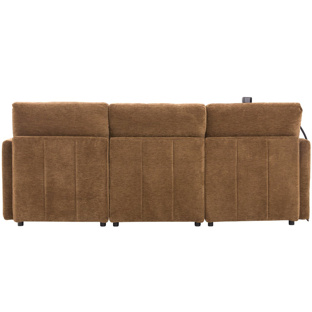 English Elm Modern Sectional Sofa: Versatile Modular Couch With Ottoman, Usb Ports & Phone Holder For Living Room N719S002050D