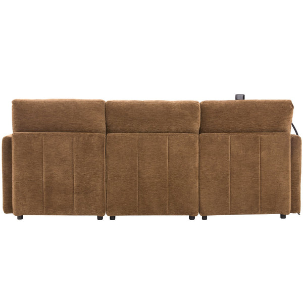 English Elm Modern Sectional Sofa: Versatile Modular Couch With Ottoman, Usb Ports & Phone Holder For Living Room N719S002050D