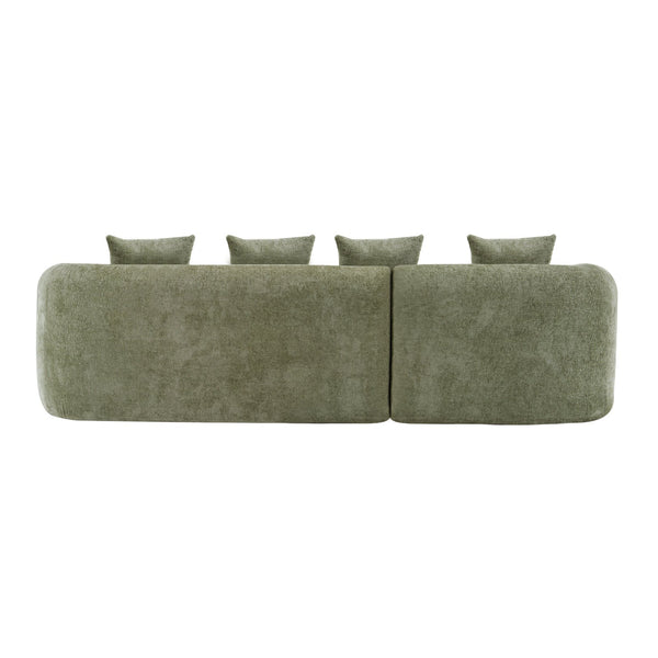 English Elm Full L-Shape Sectional Sofa with Curved Chaise, Modular Chenille Couch, High-Density Comfort for Apartment Living Green W3612S00003