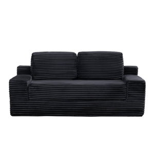 English Elm Corduroy Cloud Convertible Floor Sofa Foam Sleeper for Apartment Living Rooms Black W3739P368463
