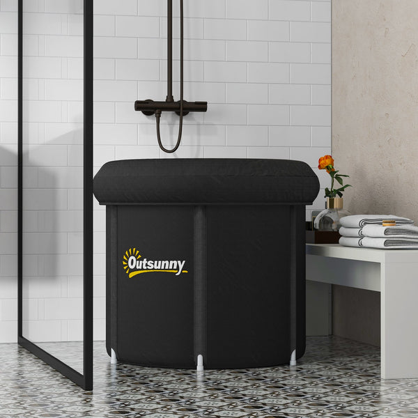 English Elm Outsunny 79G Portable Ice Bath Tub with Thermo & Inflatable Covers, Carry Bag, Fast Drain Valve W2225P200853