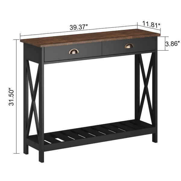 English Elm 40" Farmhouse Console Table With Drawer - Rustic Entryway Storage & Shelf For Living Room Decor T3771P356502