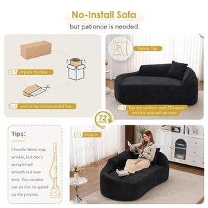 English Elm Ly-048 Sculpted Chenille Chaise Lounge Convertible Sleeper Sofa for Modern Living Spaces Black W2231P401731
