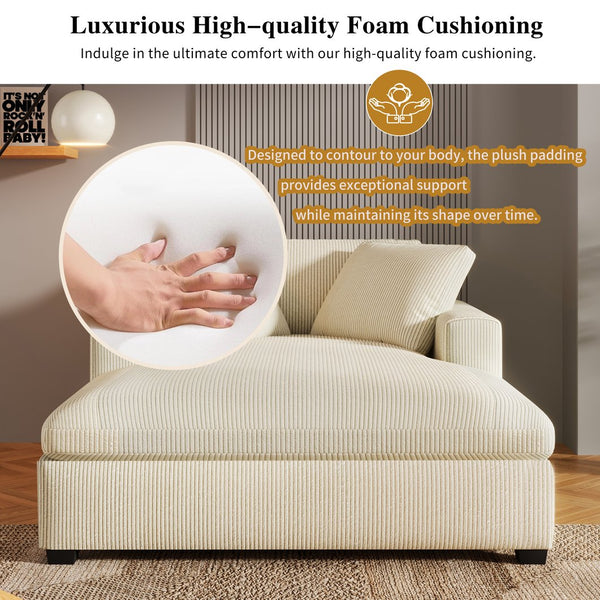 English Elm Mirod Oversized Chaise Lounge with Birch Legs Pillow Back Polyester Upholstered Seating N760P196662A