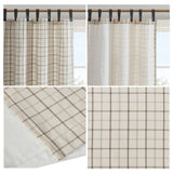 Madison Park Anaheim Casual Plaid Faux Leather Tab Top Curtain Panel with Fleece Lining MP40-6761 Natural