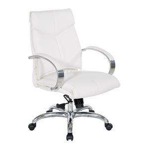 OSP Home Furnishings Deluxe Executive Office Chair with Lumbar Support Faux Leather and Aluminum Base 7251-R101