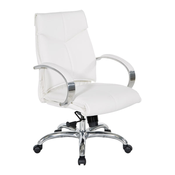 OSP Home Furnishings Deluxe Executive Office Chair with Lumbar Support Faux Leather and Aluminum Base 7251-R101