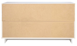 English Elm Granville 55" Dresser In White - Stylish 6-Drawer Storage With Gold Handles & Textured Design B365S00086