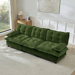 English Elm 107" Modular Cloud Sectional Sofa Deep Seat Chenille Upholstered Living Room Couch Green W714S01728