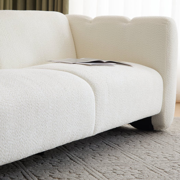 English Elm Tonson Wave Silhouette Boucle Three Seater Sofa Sculptural Modern Living Room Seating White N773IS00030CC