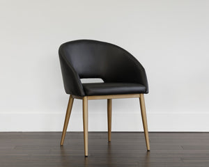 Sunpan THATCHER DINING ARMCHAIR - Stylish Faux Leather & Steel Frame for Modern Industrial Elegance Grey 102743