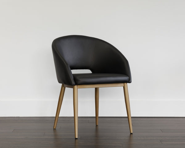 Sunpan THATCHER DINING ARMCHAIR - Stylish Faux Leather & Steel Frame for Modern Industrial Elegance Grey 102743