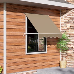 English Elm Outsunny 6' Manual Retractable Awning - Uv-Resistant Patio Shade For Windows & Balconies, Cream White W2225P200857-GIGA