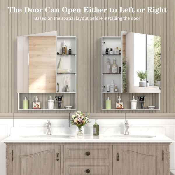 English Elm 24'' Aluminum Medicine Cabinet Wall Mount Bathroom Mirror with Adjustable Interior Shelves W708P379205