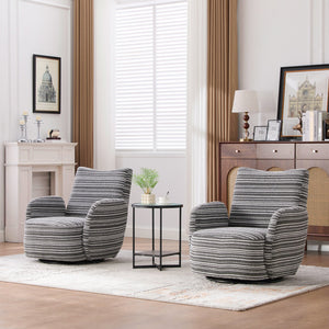 English Elm Modern Boucle 360° Swivel Leisure Chair with High‑Resilience Sponge, Supportive Curve, 550lb Capacity Dark Gray W395P355513