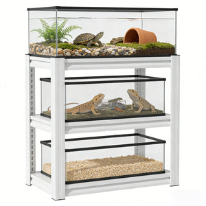 English Elm 20-30 Gallon Aquarium Stand Heavy Duty Steel Three Tier Rack for Home or Office White W2735P457277