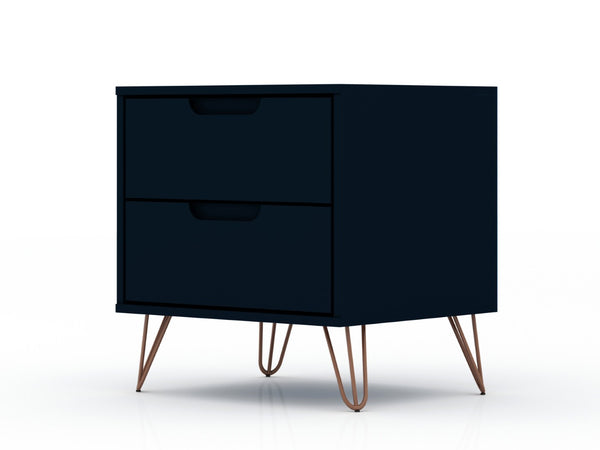 English Elm Rockefeller 20" Nightstand In Midnight Blue - Sleek 2-Drawer Storage For Modern Bedroom Elegance B365P398165-GIGA