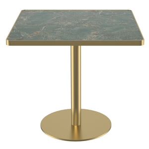 English Elm Square Bistro Dining Table Faux Marble Top Tulip Pedestal Base Gold Metal Frame W3316P421499