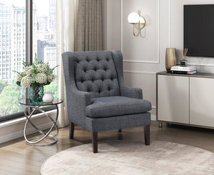 English Elm 1Pc Button-Tufted Dark Gray Accent Chair With Foam Cushion For Elegant Living Room & Office Decor B011P287708