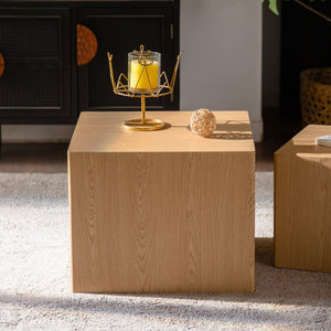 English Elm Set of 2 Cube Nesting Tables Mdf Wood Grain Finish Compact Modern Living Room Accent W3158P395510