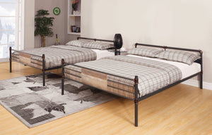 English Elm Brantley Sandy Black & Dark Bronze Hand-Brushed Finish Queen/Queen Convertible Metal Bunk Bed with Slat System Black 85 L x 21 W x 5 H B2726S00510