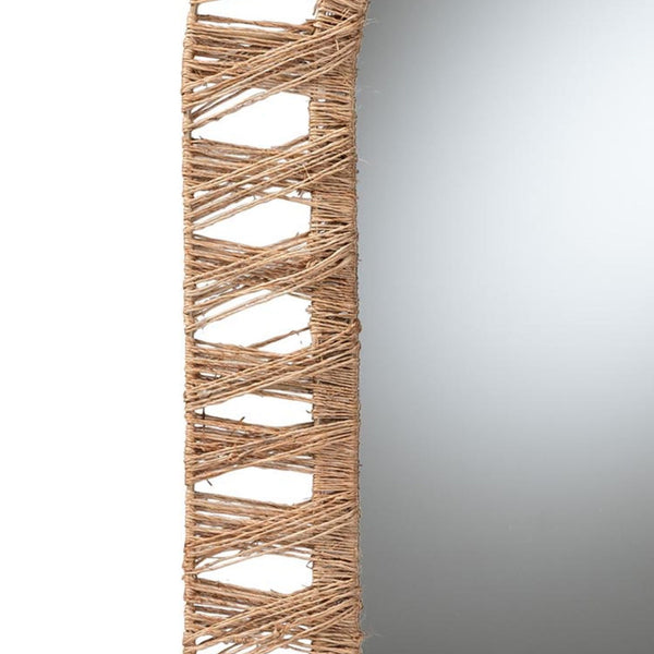English Elm Modern Rattan Oval Wall Mirror Handcrafted Bohemian Decor for Entryways and Living Rooms B2750P420392