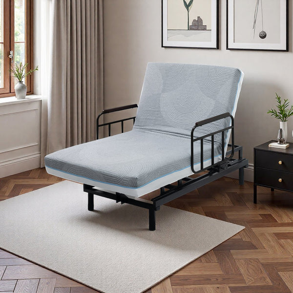 English Elm Electric Lift Bed with OKIN Motor, Memory Foam Mattress, Quiet 50,000-Cycle Frame, Fall-Safe Rails Black,Grey W2699S00061