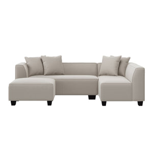 English Elm Marston Corduroy L-shape Sectional Sofa Deep Seating Six Seat Modern Living Room Gray B127S00001