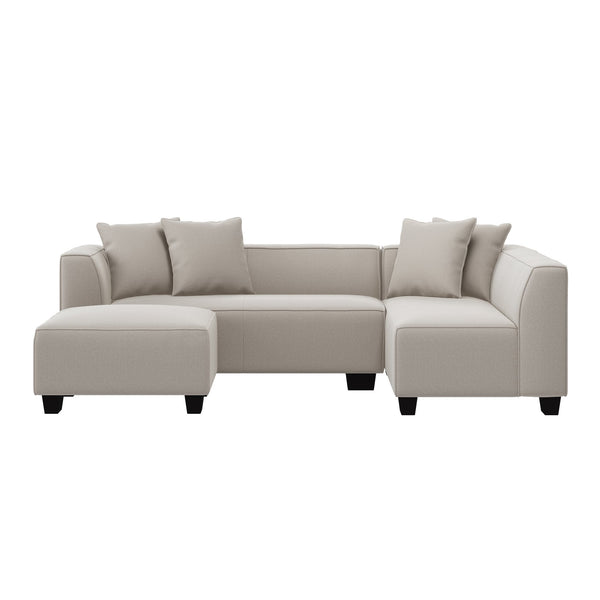 English Elm Marston Corduroy L-shape Sectional Sofa Deep Seating Six Seat Modern Living Room Gray B127S00001