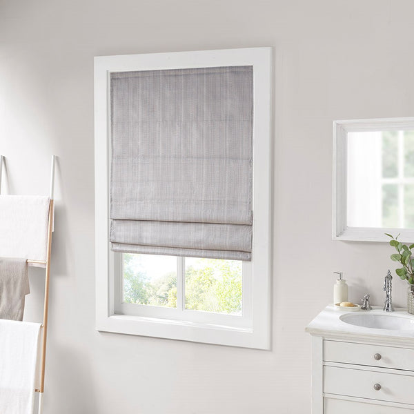 English Elm Basketweave Thermal Foambacking Room Darkening Cordless Roman Shade with Basketweave Texture Finish Grey 6.42 L x 10.5 W x 7.5 H B03598229