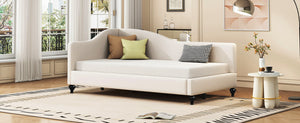 English Elm Twin L-shaped Linen Daybed with Solid Wood Legs for Bedroom or Studio Lounging SF100145AAA-1