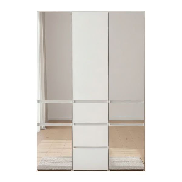 English Elm Elise Modular Wood Closet System with Mirror in White — Durable Melamine Build, Ample Storage, Easy Assembly B040S00123