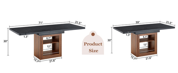 English Elm An Extendable Mdf Dining Table with Open Shelf Storage Seats up to Eight Black,Walnut W1151S04668