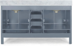 English Elm Christopher Knight Home® - 73'' Luxury Bathroom Vanity with Marble Top & Dual Ceramic Sinks, Freestanding 4-Door 3-Drawer Cabinet Grey N759S999017E