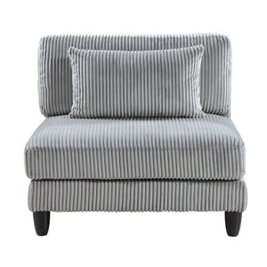 English Elm Mear Modular Armless Accent Chair Gray Corduroy Upholstery with Black Wood Legs B056P412638