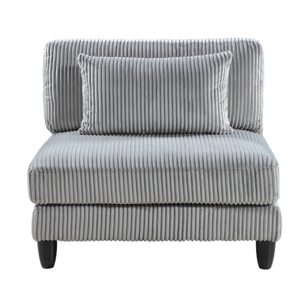 English Elm Mear Modular Armless Accent Chair Gray Corduroy Upholstery with Black Wood Legs B056P412638