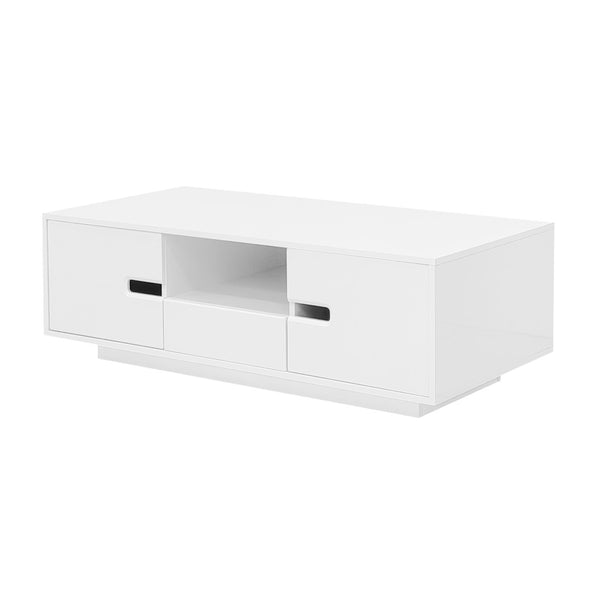 English Elm Vibe Modern High Gloss Rectangle Coffee Table With Storage & 16-Color Led Lights For Stylish Living Room N724P294656K-GIGA