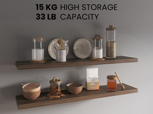 English Elm Ecco 47" Floating Shelves Set of 2 - Dark Brown Matte Particleboard, Hidden Brackets, Sturdy Stylish Storage B200P368122