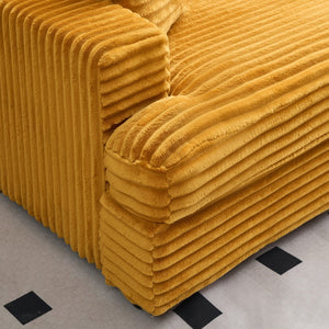 English Elm 79.3 Corduroy Sofa 3-Seater with 4 Toss Pillows, Pink Upholstery, Solid Wood Frame, Plush Support Orange W1658S00073